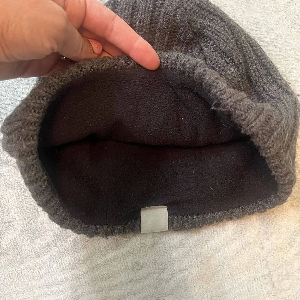 Carhartt Fleece Lined Ribbed Knit Beanie Hat Dark Gray Charcoal Winter Cap